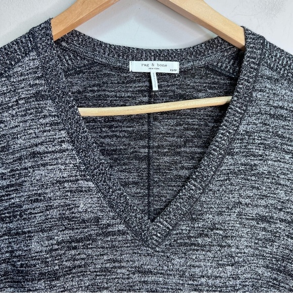 Rag & Bone Grey Heathered Lightweight Vneck Short Sleeve Shirt Size XS - Picture 2 of 9